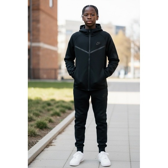 Nike Tech Fleece Full Zip Hoodie Pants Tracksuit Black Kids Youth Size 6Y - Picture 1 of 8